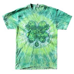 TieDyeFour Leaf Clover Green Tie-dye Tshirt- sz small - St Patricks Day